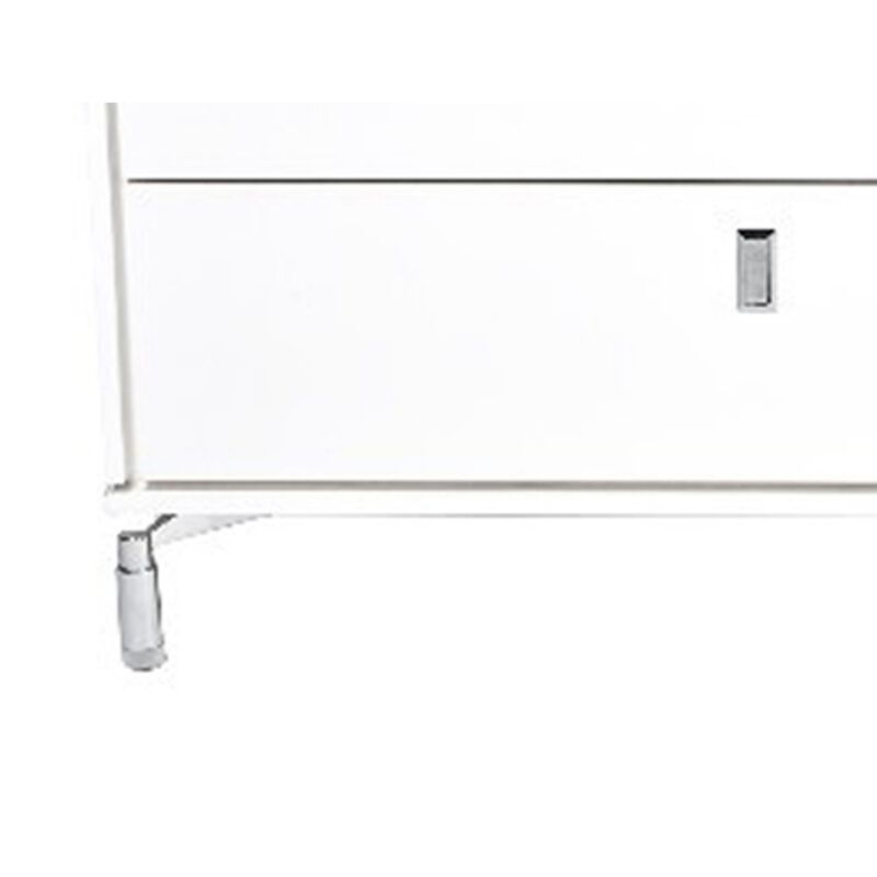 Ida 60 Inch TV Entertainment Console, Drawer, Pull Down Door, White Lacquer - Benzara