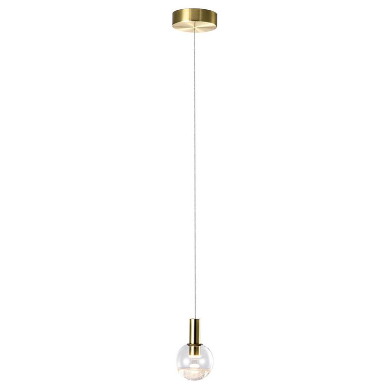 VONN Lighting Integrated LED Height Adjustable Pendant Light with Globe Shade, Brass