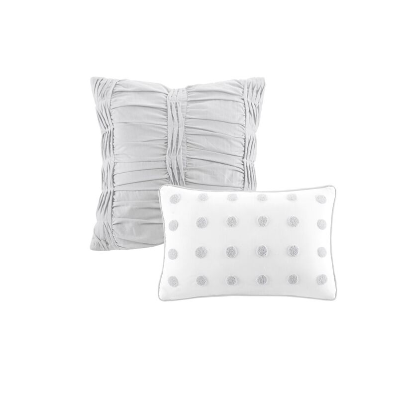Gracie Mills Grady Elegance Defined Cotton Jacquard Comforter Set with Euro Shams and Throw Pillows
