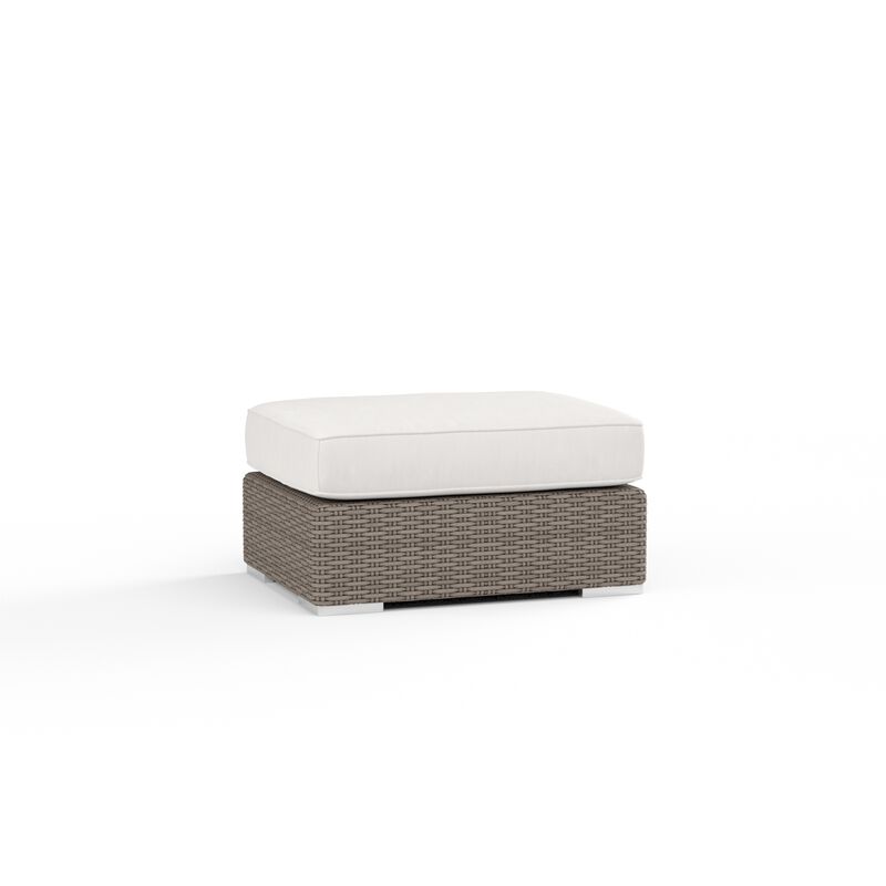Coronado Ottoman in Canvas Flax w/ Self Welt