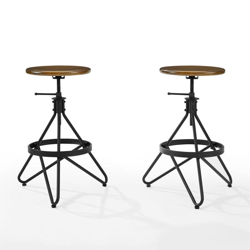 Kalen 2Pc Adjustable Height Swivel Stool Set Brown/Matte Black - 2 Stools