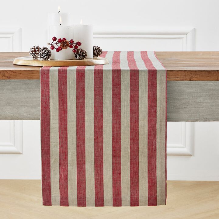 Solino Home 100% Pure Linen Table Runner | Sorrento Stripe