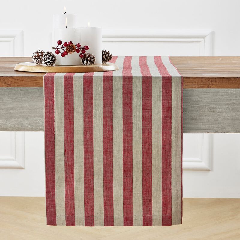 Solino Home 100% Pure Linen Table Runner | Sorrento Stripe