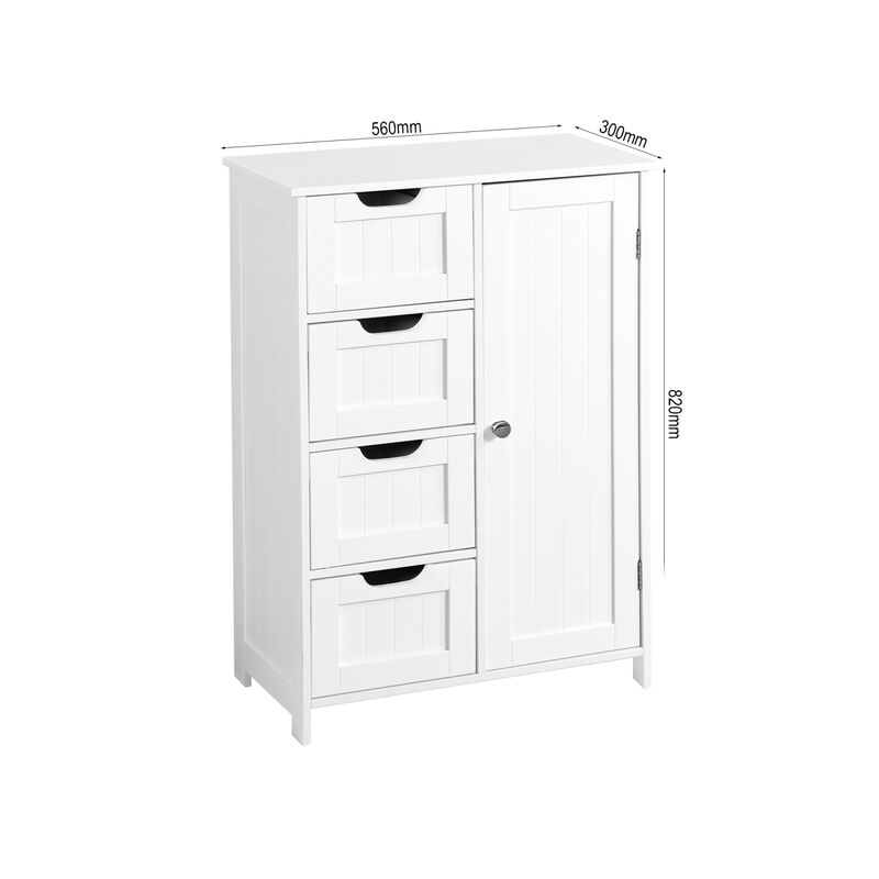 Bathroom Storage Cabinet, Floor Cabinet With Adjustable Shelf And Drawers