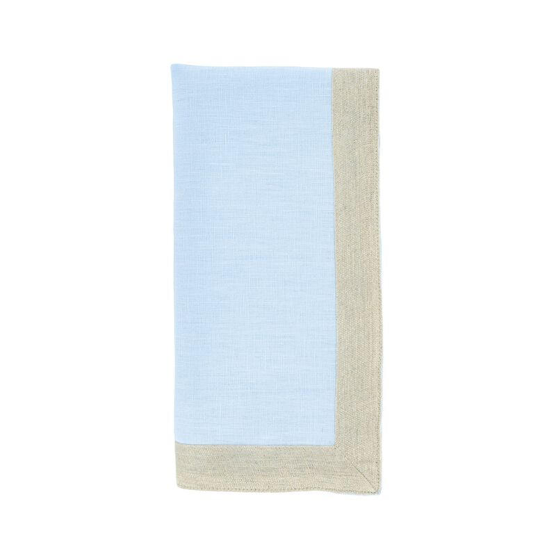 Blue Linen Napkins With Sparkle Borders, Set of 4