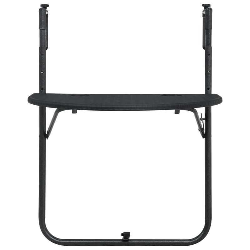 vidaXL Hanging Balcony Table Black 23.6"x25.2"x32.9" Plastic Rattan Look