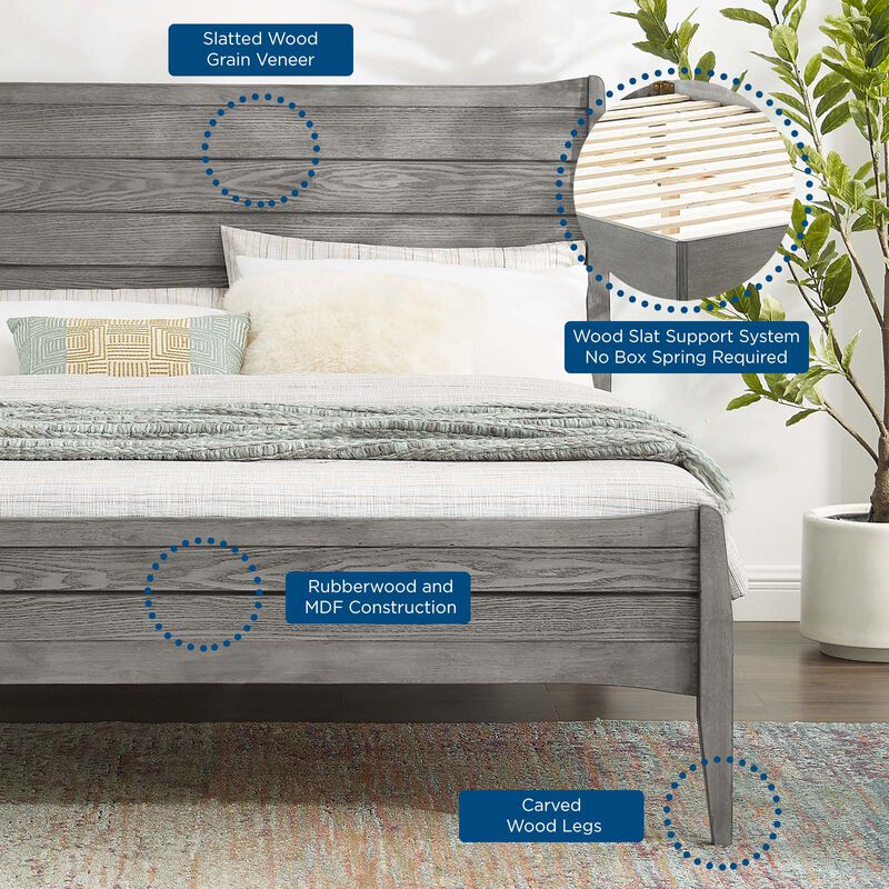 Modway - Georgia King Wood Platform Bed Gray