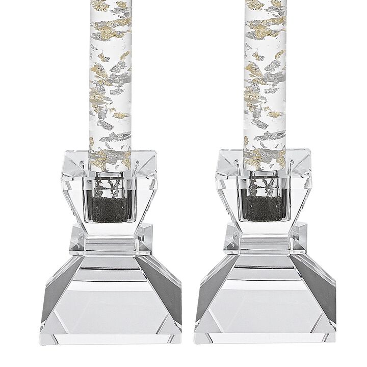 Hivvago Hand Crafted Crystal Pair Of Handcrafted Candle Holders