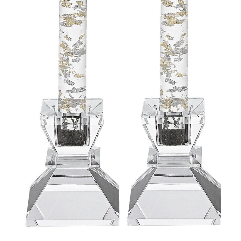 Hivvago Hand Crafted Crystal Pair Of Handcrafted Candle Holders