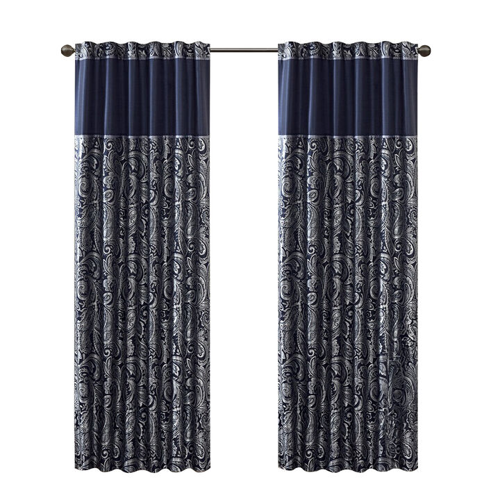 Gracie Mills Thornton Jacquard Curtain Panel Pair - 50x84"