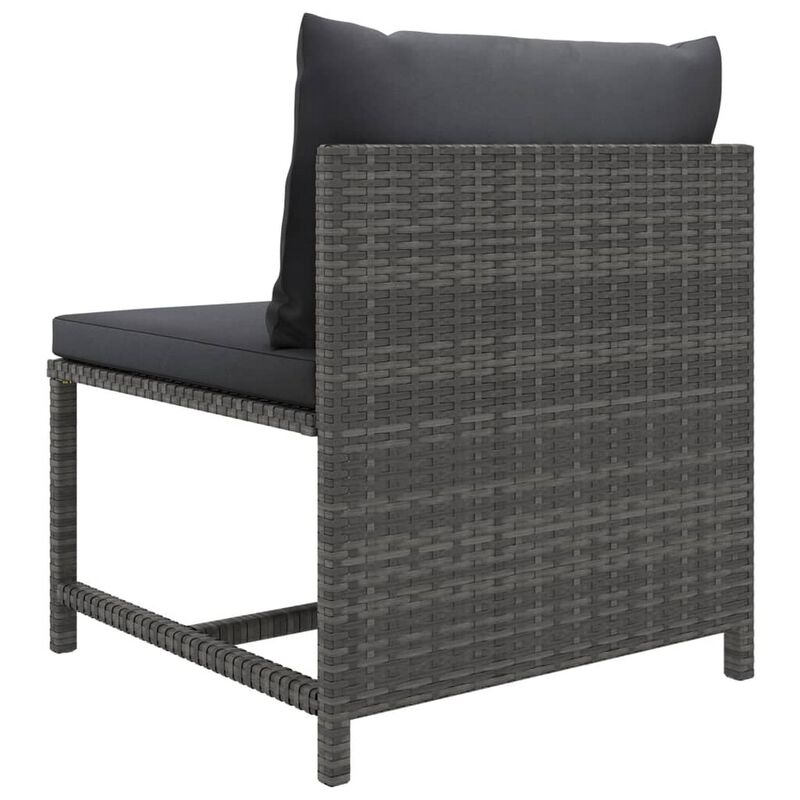 Tim Outdoor Modular Middle Sofa Chair, Sectional, Gray Cushions Rattan - Benzara