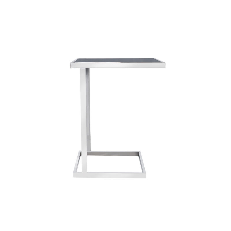Pasargad Home Luxe Glass & Steel End Table, Black/Chrome