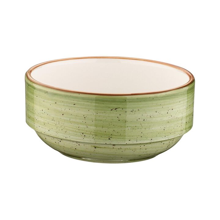 Therapy dia.5.5" h:2.5" 17 oz. Round Green Porcelain Bowl (Set of 4)