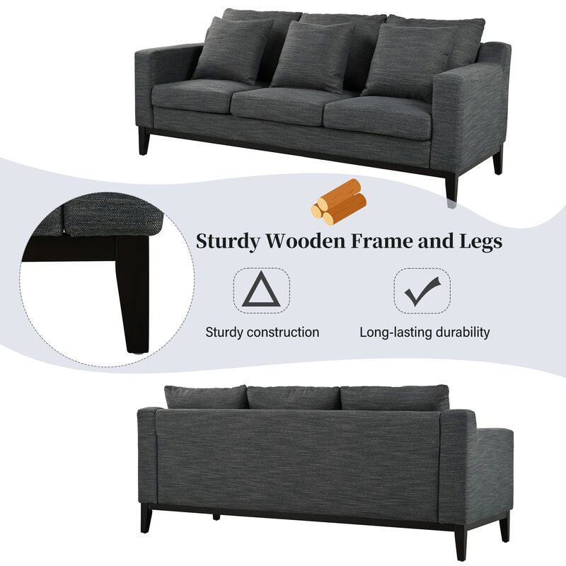 Merax Comfy 3-seat Sofa with Wooden Legs