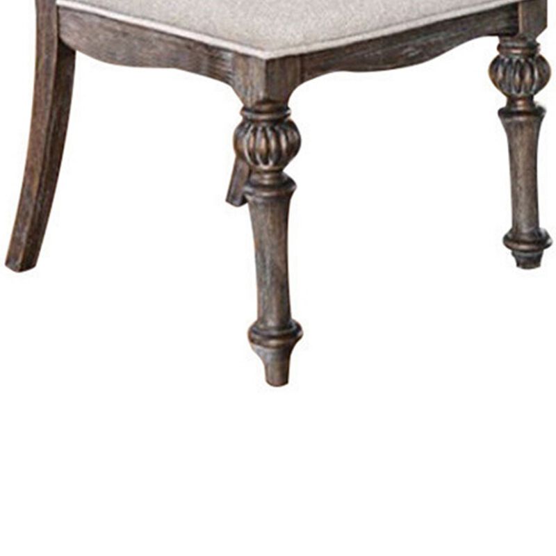 Fabric seat and Back upholstered Side chair, Rustic Brown, Pack of 2-Benzara