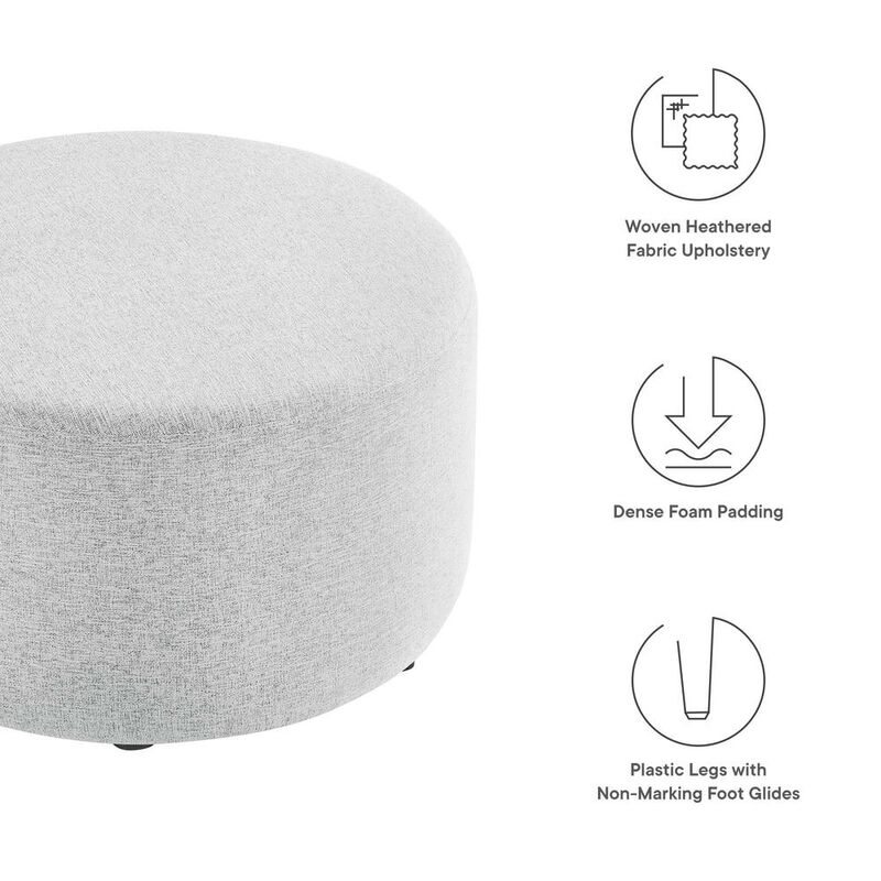 Modway Callum Large 29 Round Woven Heathered Fabric Upholstered Ottoman