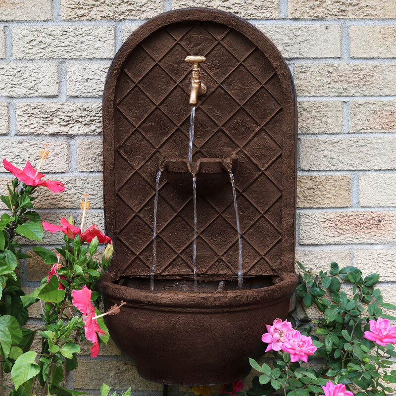 Sunnydaze Messina Polystone Outdoor Wall Fountain