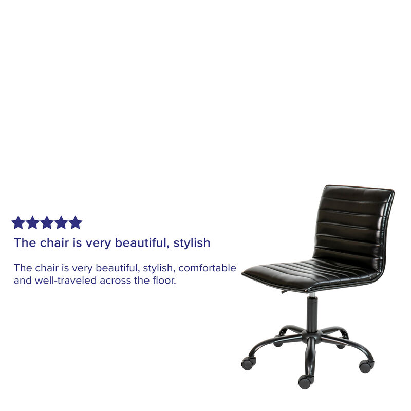 Alan Low Back Designer Armless Ribbed Swivel Task Office Chair