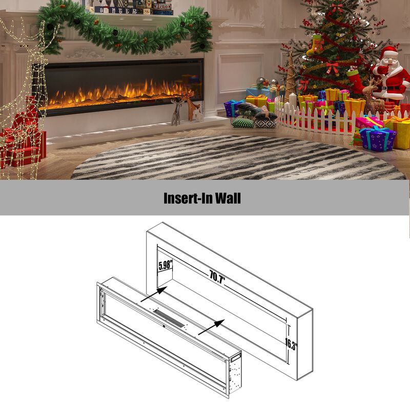 MONDAWE 60" Recessed Wall-mounted Freestanding Electric Fireplace with Remote Control