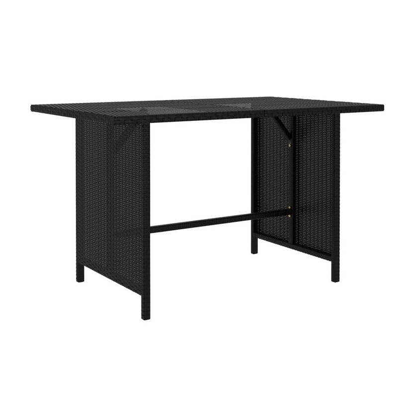 Nilo 9pc Outdoor Modular Corner Sofa Set w Dining Table, Black Rattan - Benzara