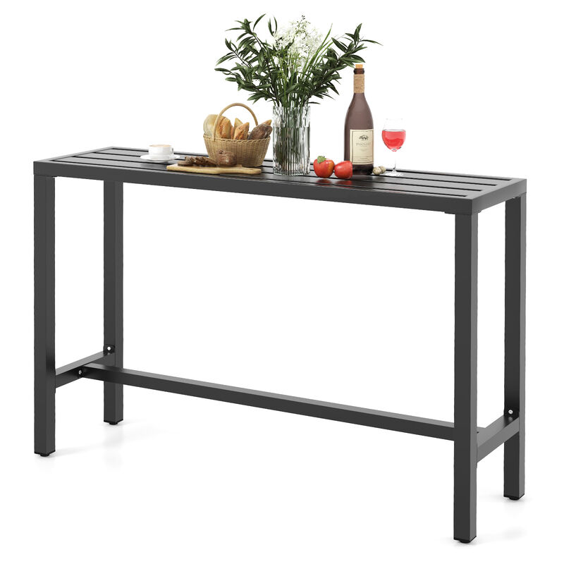 Outdoor Bar Table with Waterproof Top and Heavy-duty Metal Frame