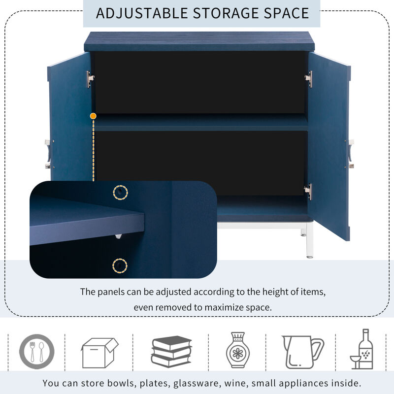 Wooden and Metal Accent Cabinet (Navy)