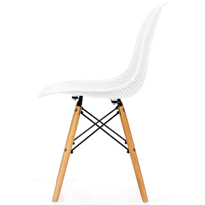 Costway 2PCS Modern DSW Dining Chair Office Home w/ Mesh Design Wooden Legs Black
