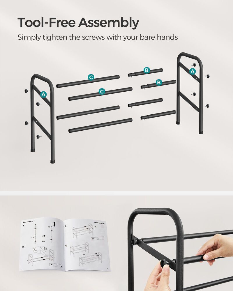2-Tier Durable Metal Shoe Rack Organizer with Space-Saving Design for Shoes and Storage