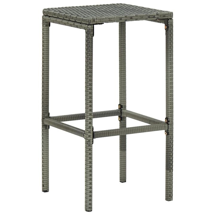 Vian Outdoor Barstool Set of 2, Gray Poly Rattan and Polyester Seats - Benzara