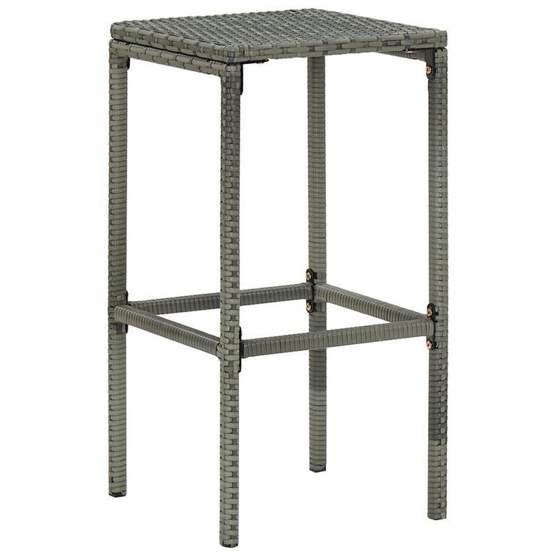Vian Outdoor Barstool Set of 2, Gray Poly Rattan and Polyester Seats - Benzara