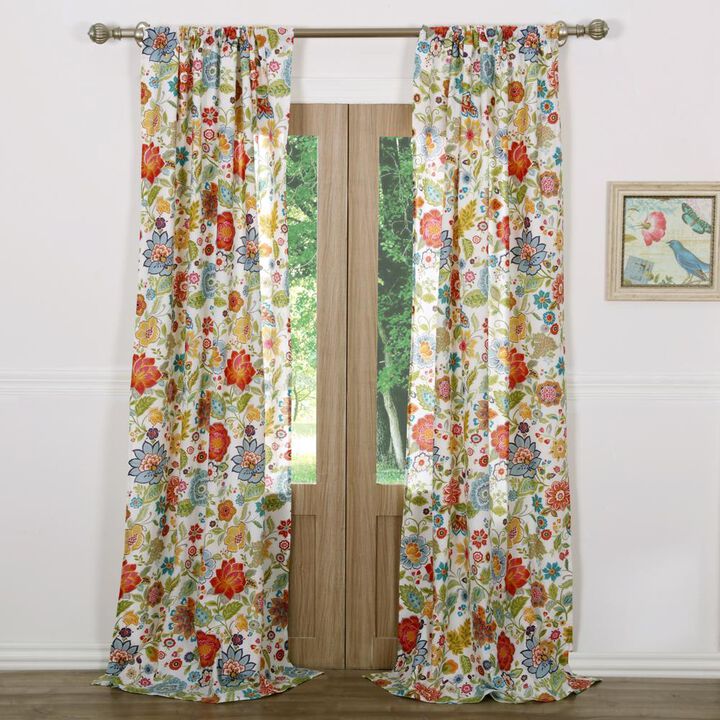 Greenland Home Fashion Astoria Sun Protection Window Curtain Panel Pair With Tie Backs - 2 - Piece - White 42x63"