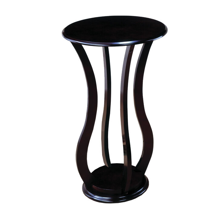 Contemporary Plant Stand With Bottom Storage Shelf, Brown-Benzara