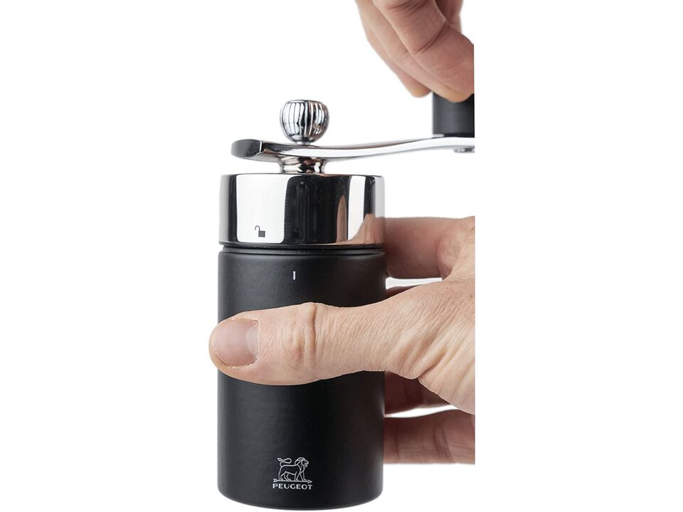 Isen Manual Nutmeg Mill with Crank handle - Beechwood and Stainless Steel, Black, 16 cm