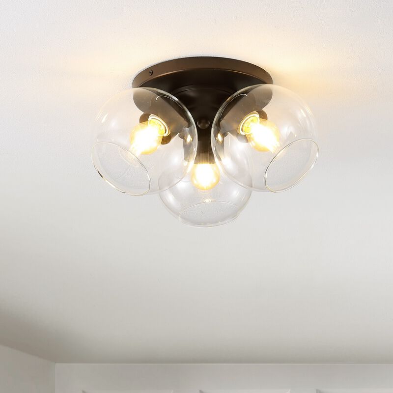 Iris Farmhouse Rustic Iron/Glass LED Semi Flush Mount