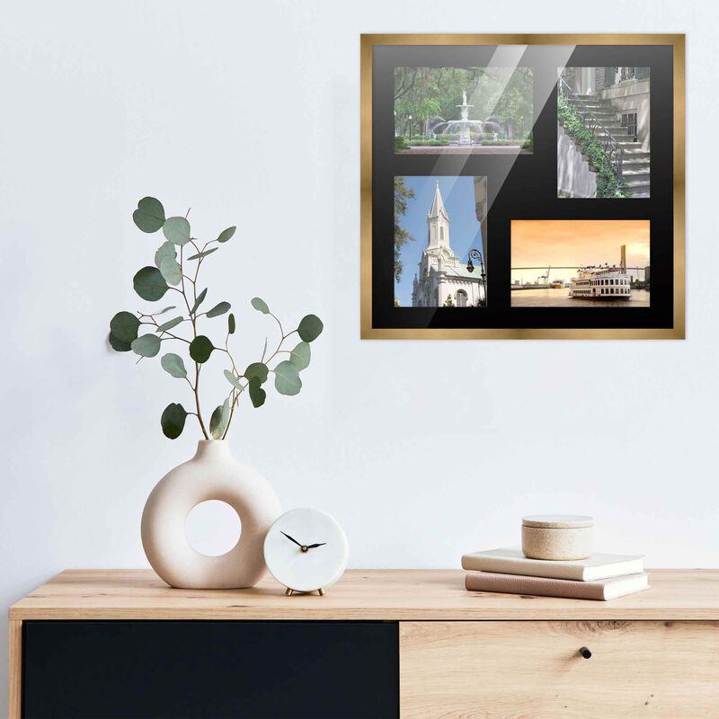 12x12 Wood Collage Frame with a Black Mat for 4x6 Pictures