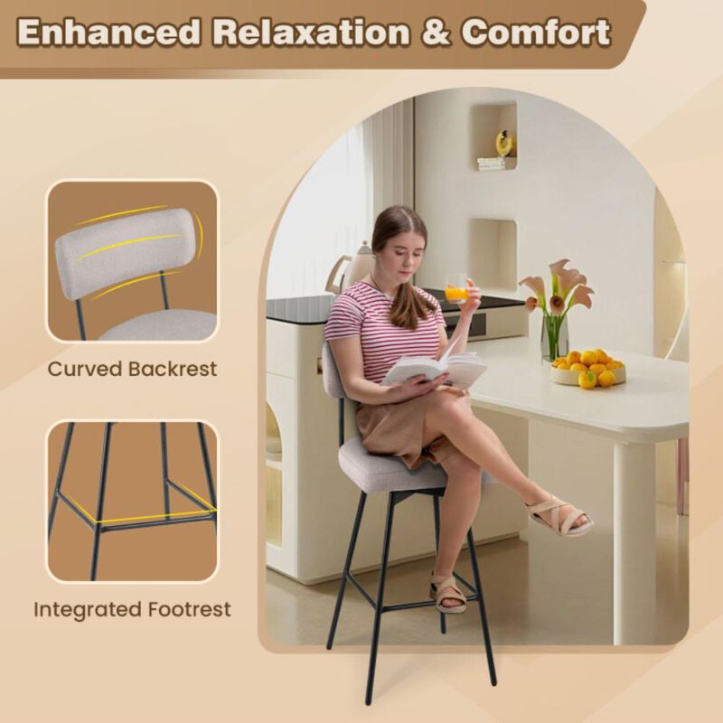 Hivvago 25 Inch Counter Height Upholstered Swivel Bar Stool Set of 2-beige