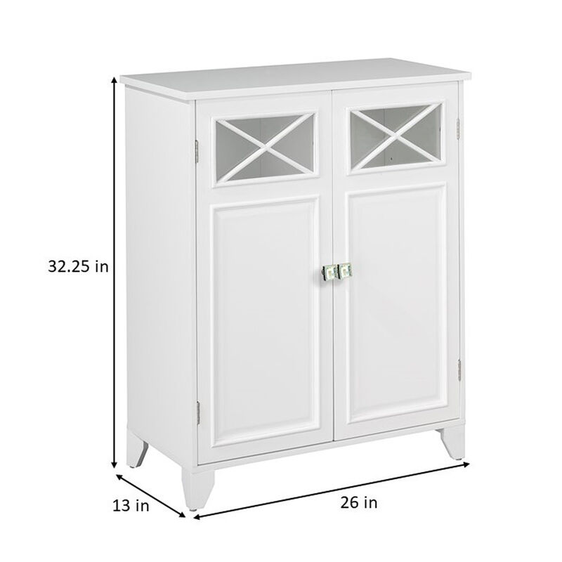 Teamson Home Dawson Wooden Floor Cabinet with Cross Molding and 2 Doors, White