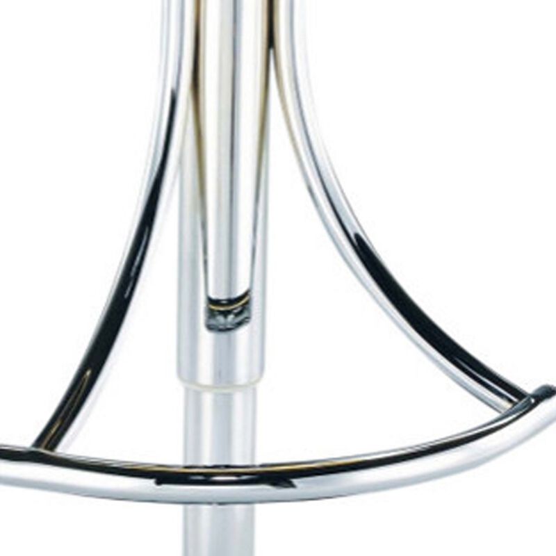 Vera 19-29 Inch Counter Height Stool, Round Swivel, Adjustable, Chrome Gray - Benzara