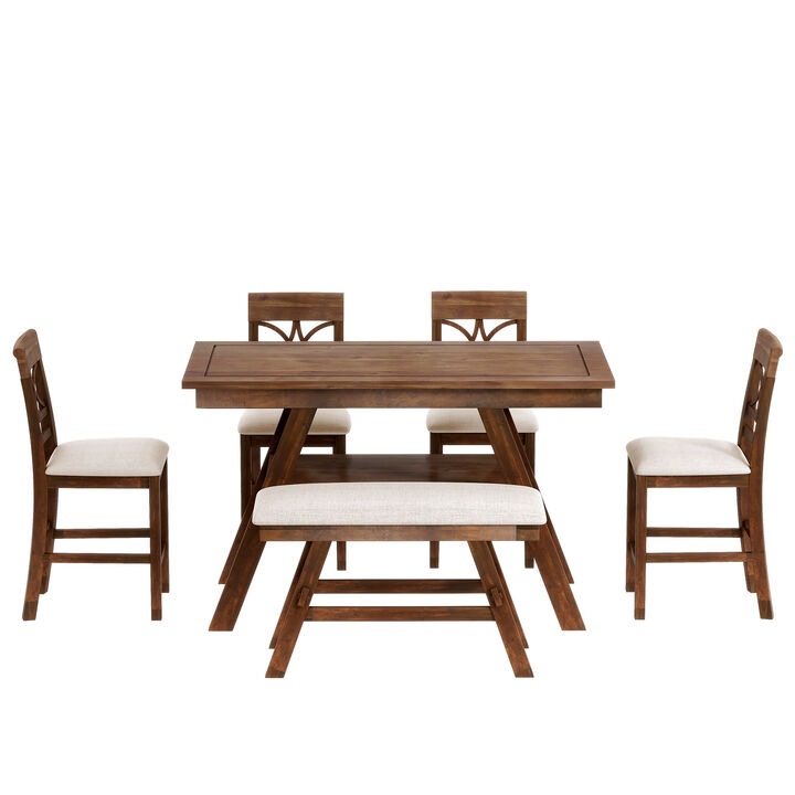 Merax Kitchen Dining Table Set with Bench and 4 Chairs