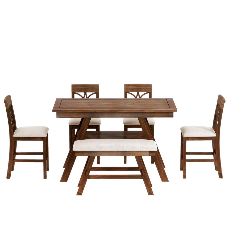Merax Kitchen Dining Table Set with Bench and 4 Chairs