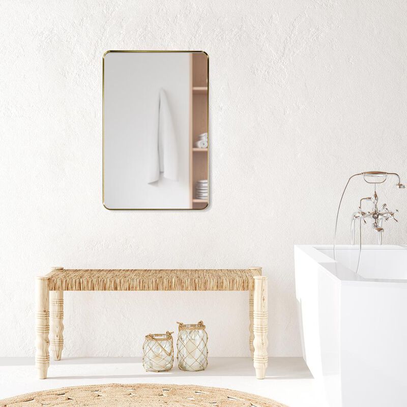 Altair Nettuno 24 Rectangle Bathroom/Vanity Brushed Gold Aluminum Framed Wall Mirror