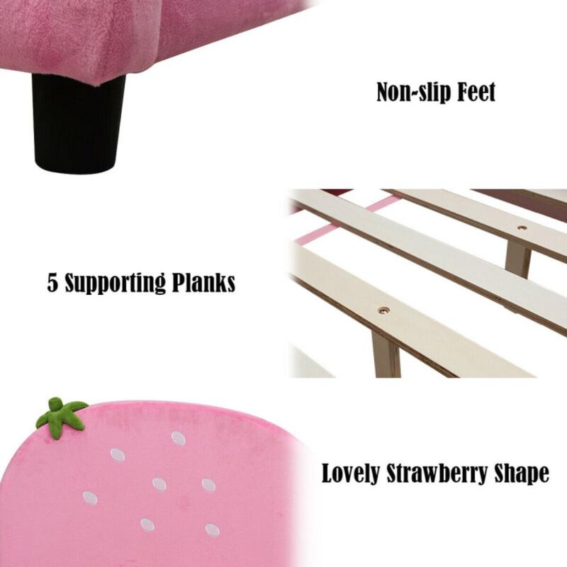 Hivvago Kids Children Upholstered Berry Pattern Toddler Bed