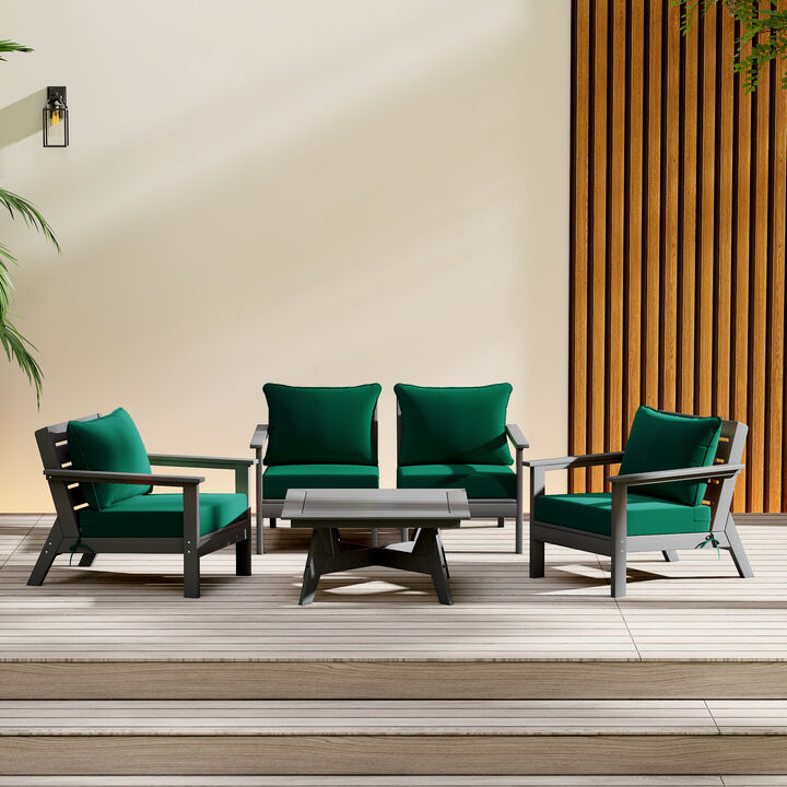 WestinTrends Outdoor 5-Piece Modular Sectional Patio Furniture Sofa Set