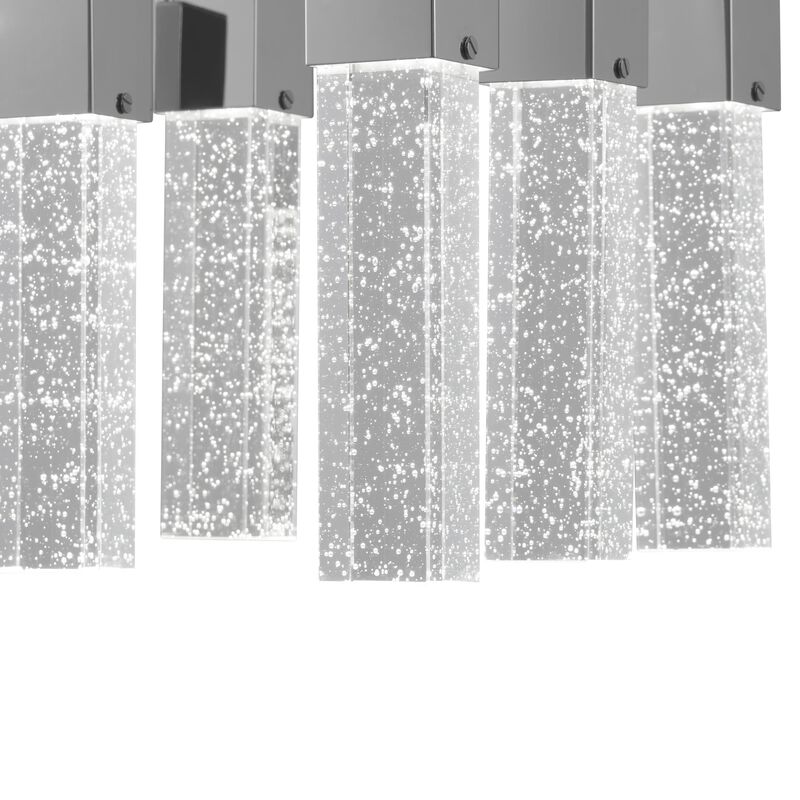 Sparkling Night Chandelier Chrome Metal and Acrylic 15 LED Light Dimmable