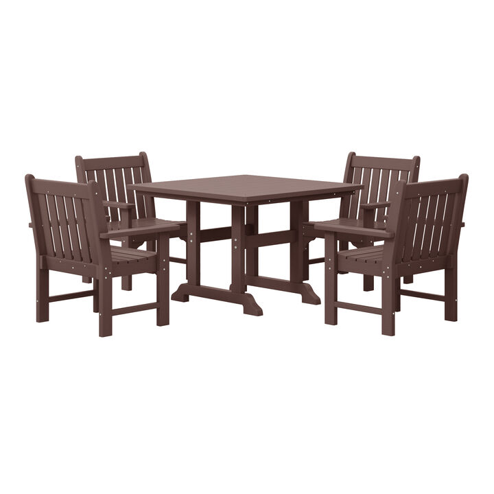 WestinTrends 5-Piece HDPE Outdoor Patio Chair and Square Table Dining Set
