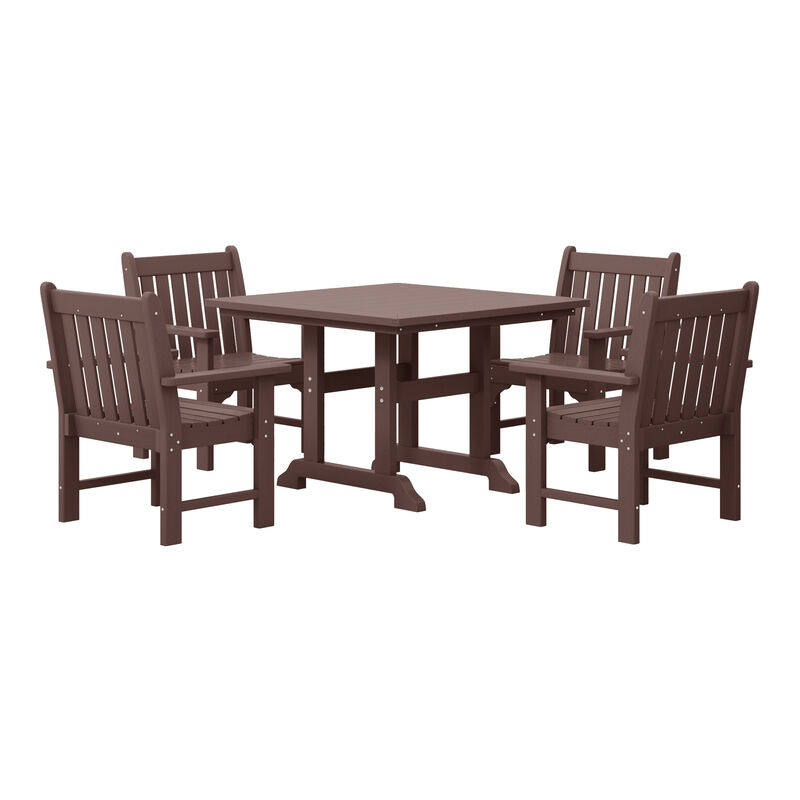 WestinTrends 5-Piece HDPE Outdoor Patio Chair and Square Table Dining Set