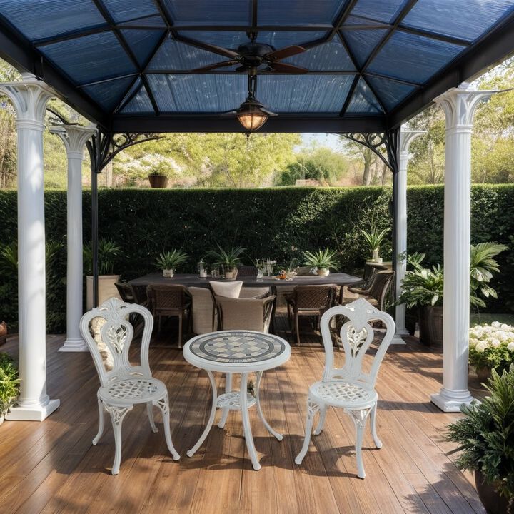 MONDAWE Patio Cast Aluminum Bistro 3-Piece Dining Set, Round Table and 2 Piece Outdoor Chair� Indoor & Outdoor Chic Furniture