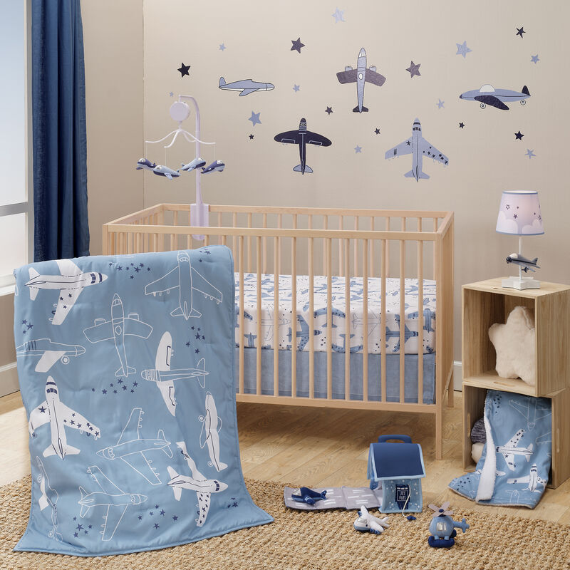 Bedtime Originals Little Aviator Airplane Baby/Toddler White Fitted Crib Sheet