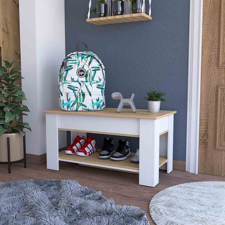 Storage Table Polgon, Living Room, Light Oak / White