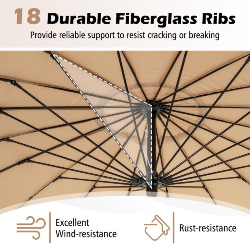 Hivvago 9 Feet Round Patio Umbrella with 18 Fiberglass Ribs